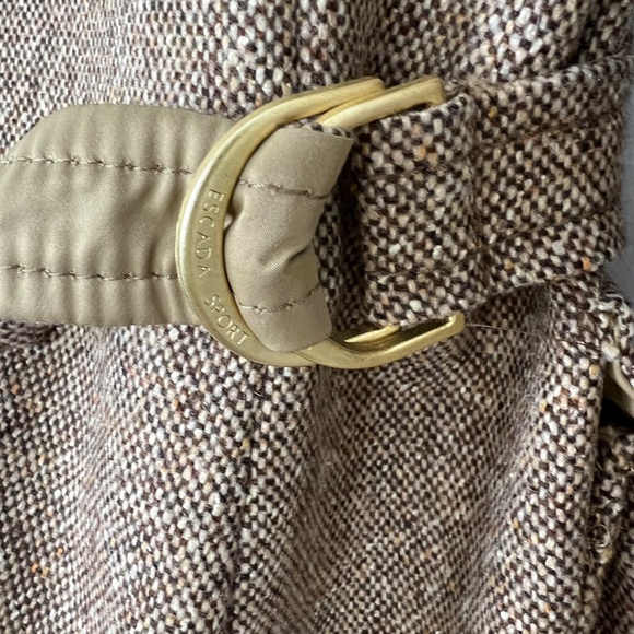Escada Sport Brown Tan Tweed Jacket Wool Silk Blend Elbow Patches Size 38 - Picture 10 of 12